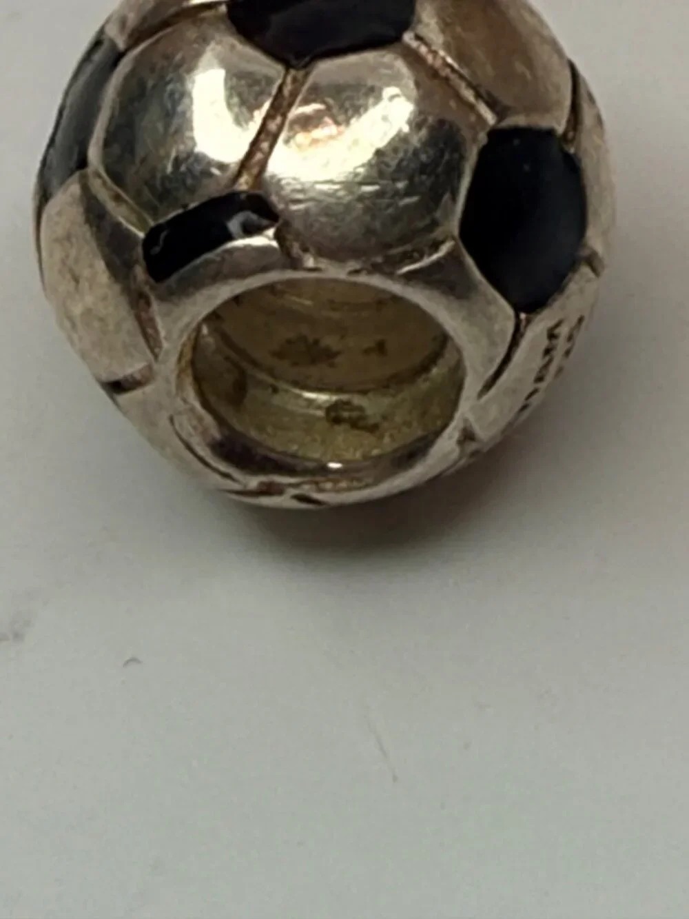 Chamilia Sterling Silver Black Enamel Soccer Ball Charm 925 Threaded